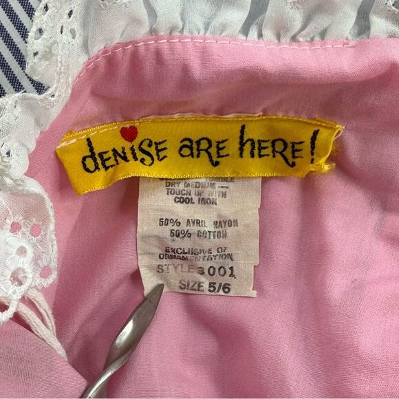 DENISE ARE HERE! Vintage Blue & White Striped Mini Dress Size 5/6 - Picture 5 of 12